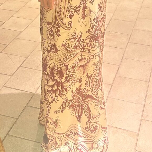 Anthropologie Halter Cream with Burgundy Print Maxi Dress Fall 2024 - Picture 5 of 5